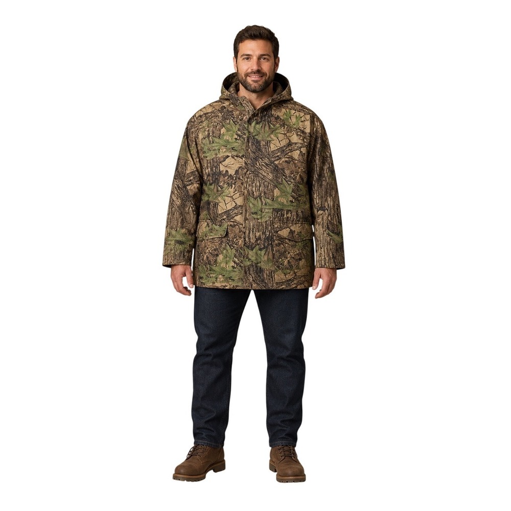 Stearns Camo Hooded Rain Jacket Mens XXL Realtree Gorpcore Hunting Streetwear